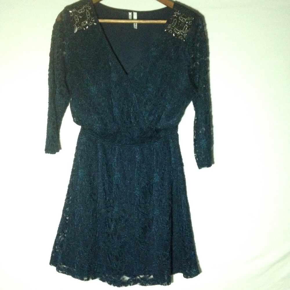 Studio Y Lace W/ Liner Dress Dark Blue Size L